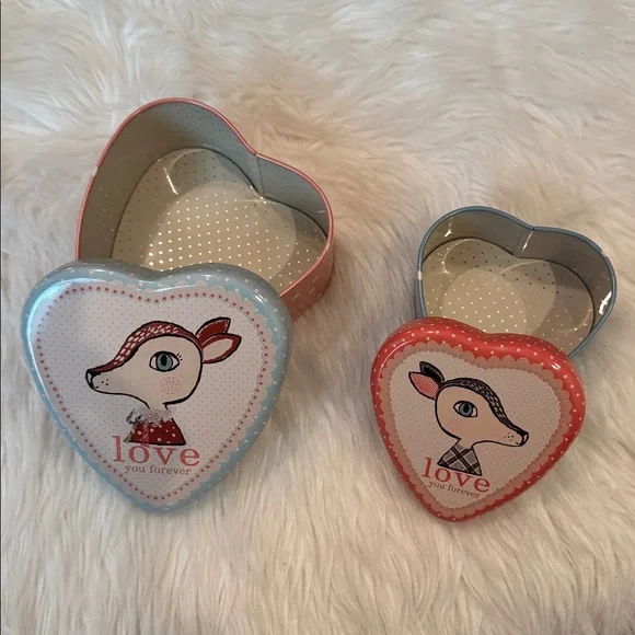 EUC Maileg Heart-Shaped Tin Boxes with Deer Design! - Picture 6 of 9